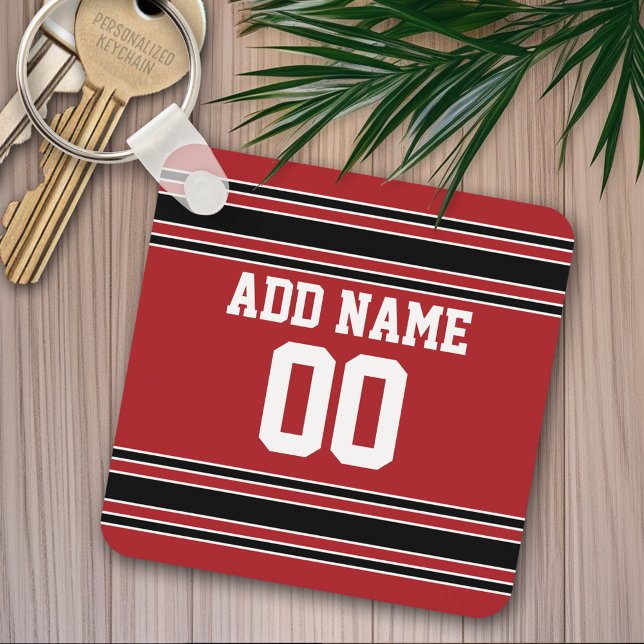 Team Jersey with Custom Name and Number Key Ring (Personalized keychain - Sports Jersey Theme)