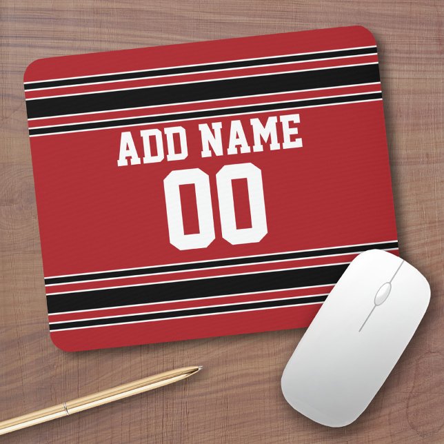 Team Jersey with Custom Name and Number Mouse Pad (Personalized Mousepad - Sports Jersey Theme with custom name)