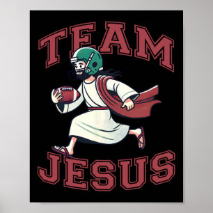 Team Jesus Football Lover Tee Christian Faith Bibl Poster