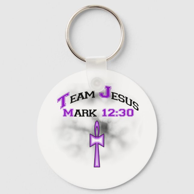 Team Jesus Mark 12:30 Key Ring (Front)