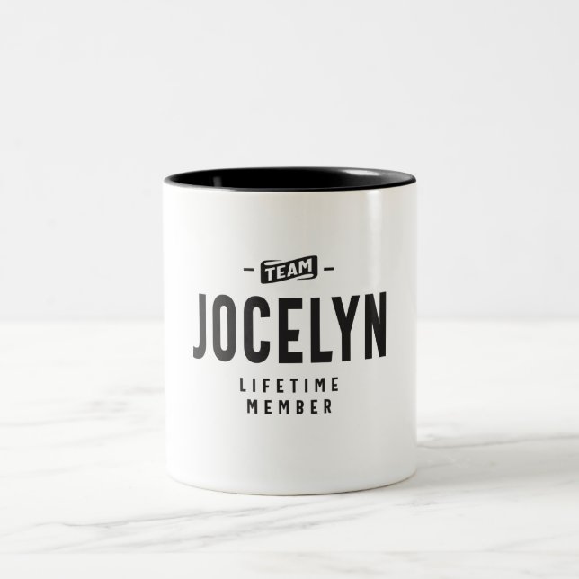 Team Jocelyn Lifetime Member Personalised Name Two-Tone Coffee Mug (Center)