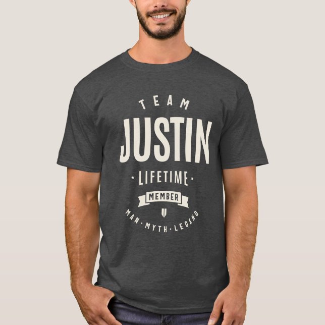 Team Justin Lifetime Member Justin Name T-Shirt (Front)