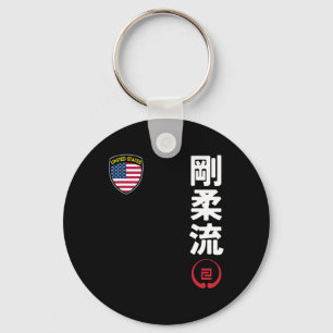 Team Karate Goju Ryu Usa Flag Kanji Japanese Marti Key Ring