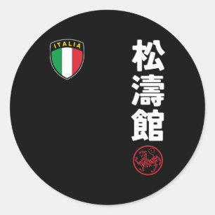 Team Karate Shotokan Italy Flag Kanji Japanese Mar Classic Round Sticker