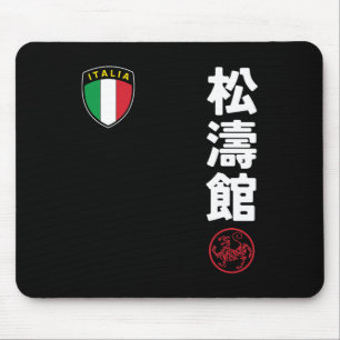 Team Karate Shotokan Italy Flag Kanji Japanese Mar Mouse Pad