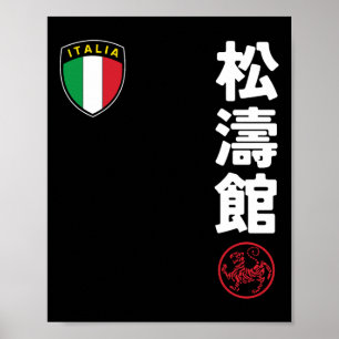 Team Karate Shotokan Italy Flag Kanji Japanese Mar Poster