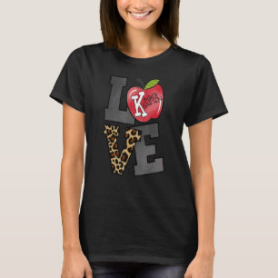Team Kindergarten Apple Leopard Teacher Back To T-Shirt