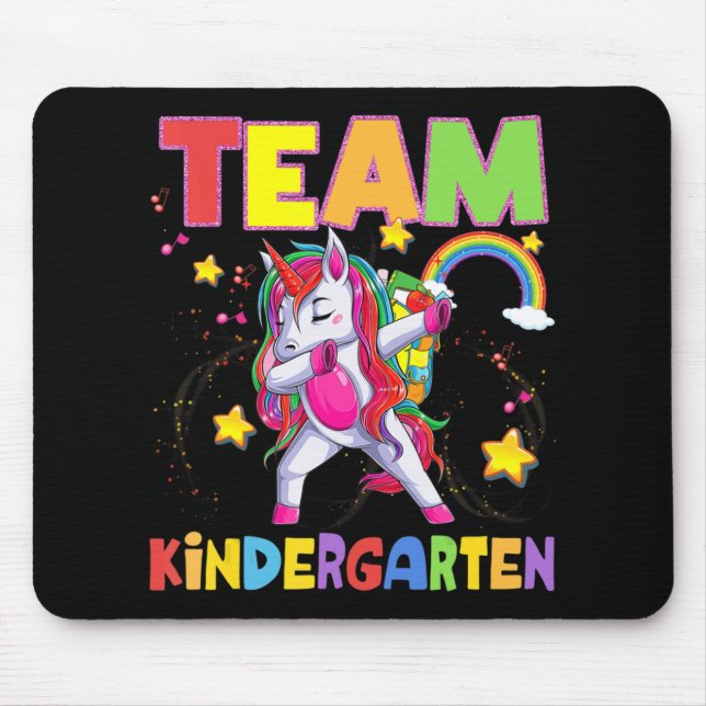 Team Kindergarten Dabbing Unicorn Back To School G Mouse Pad (Front)