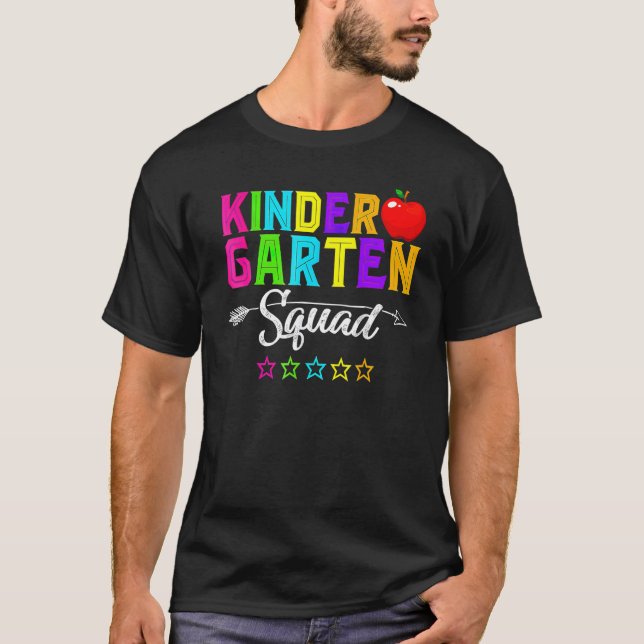 Team Kindergarten Teacher Apple Student Kids Back  T-Shirt (Front)