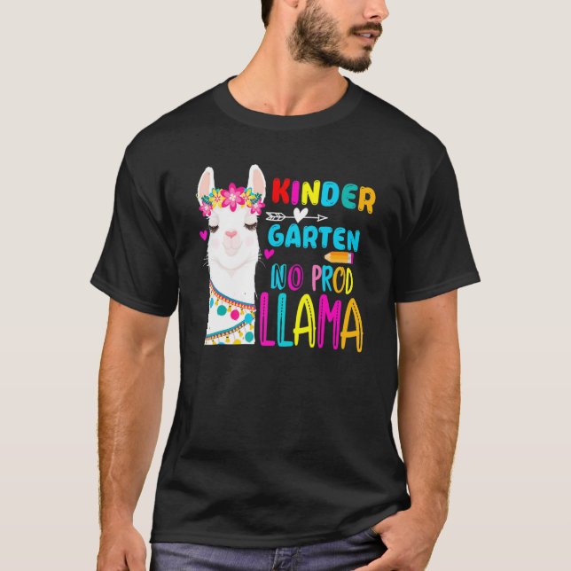 Team Kindergarten Teacher Rainbow No Prob Llama 10 T-Shirt (Front)