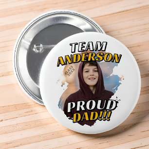 Team [Last Name] Proud Dad Graduation Photo 6 Cm Round Badge