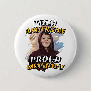 Team [Last Name] Proud Grandma Graduation Photo 6 Cm Round Badge