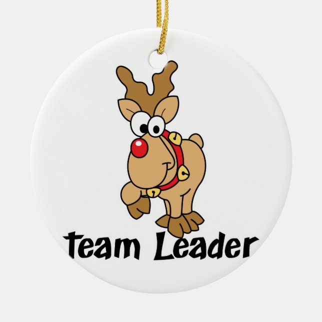 Team Leader Rudolph Ceramic Ornament (Front)