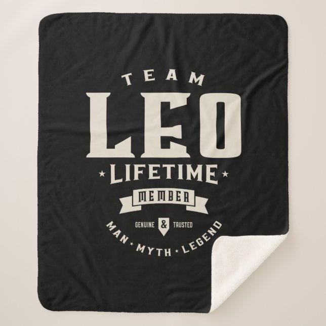 Team Leo Lifetime Member Personalised Name Sherpa Blanket (Front)