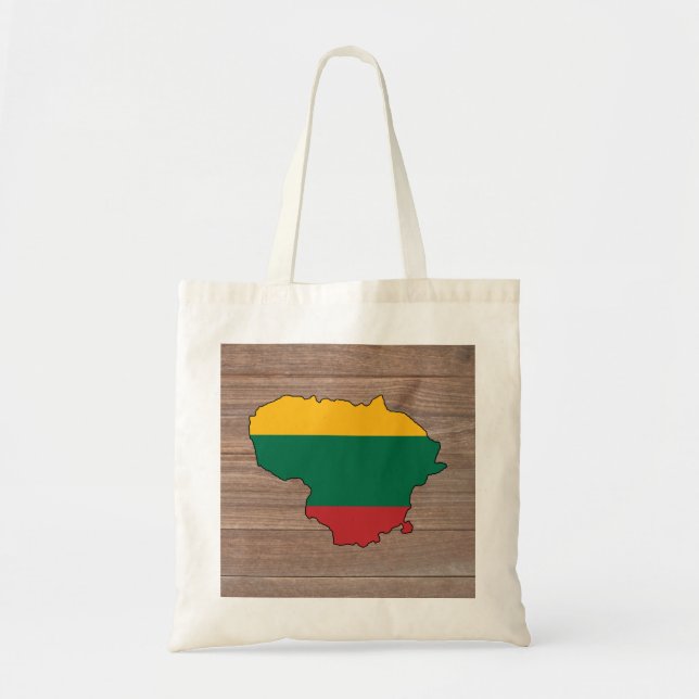 Team lithuania Flag Map on Wood Tote Bag (Front)