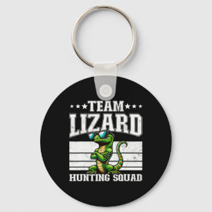 Team Lizard Hunting Squad Funny Retro Gecko Lizard Key Ring