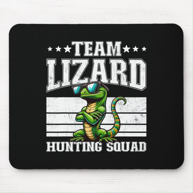 Team Lizard Hunting Squad Funny Retro Gecko Lizard Mouse Pad (Front)