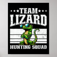 Team Lizard Hunting Squad Funny Retro Gecko Lizard