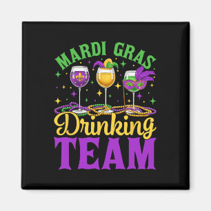 Team Mardi Gras Party Custome Drinking Beer Drink Magnet