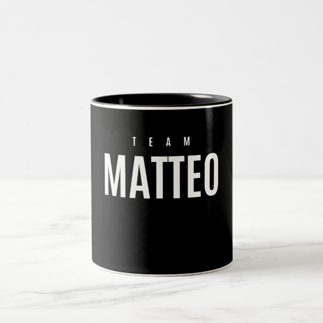 Team Matteo Personalised Name Two-Tone Coffee Mug (Center)