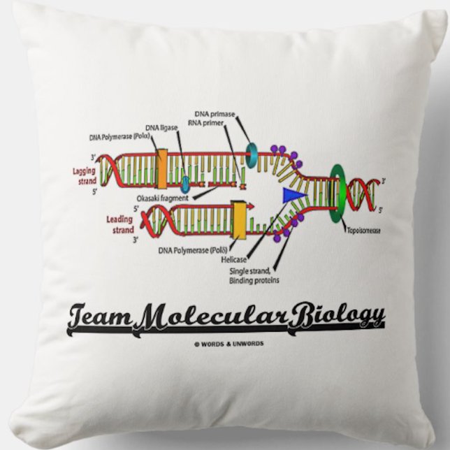 Team Molecular Biology (DNA Replication) Cushion (Team Molecular Biology throw pillow featuring DNA replication for any molecular biologist)