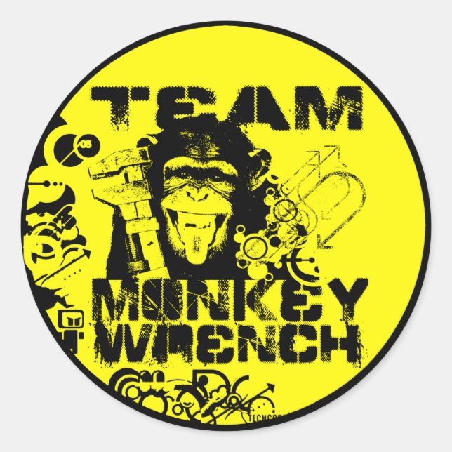 Team Monkey Wrench Classic Round Sticker (Front)