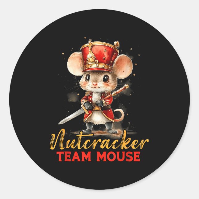 Team Mouse Nutcracker Christmas Dance Pajamas Kids Classic Round Sticker (Front)