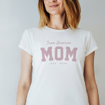 Team mum cute simple personalised pink T-Shirt<br><div class="desc">Designed to coordinate with the Lea Delaveris Design tailgate baby shower collection, this team mum shirt is a perfect gift for a new mum or mum to be. Also great to wear to the baby shower, this sporty t-shirt design features a "team name" in pink script, along with a bold...</div>