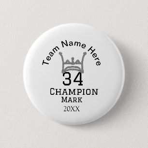 team name add player name date sports men 6 cm round badge