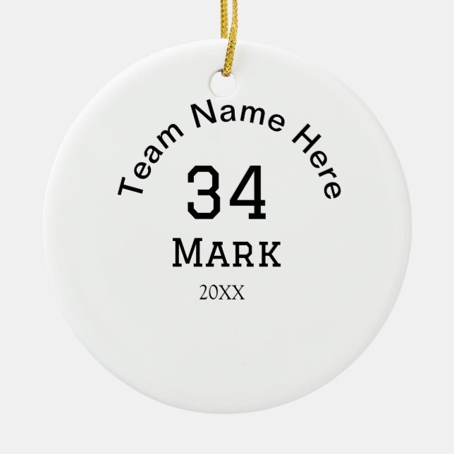 team name add player name date sports men  ceramic ornament (Front)