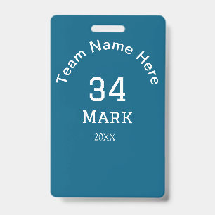 team name add player name date sports men ID badge