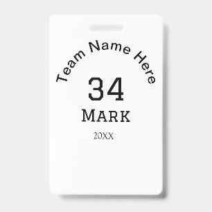 team name add player name date sports men  ID badge