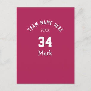 team name add player name date sports men postcard