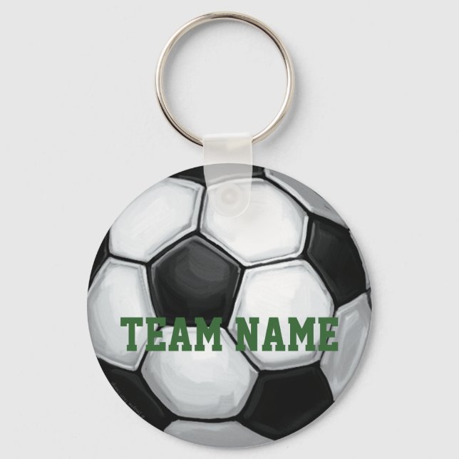 Team Name and Number Soccer Ball Key Ring (Front)