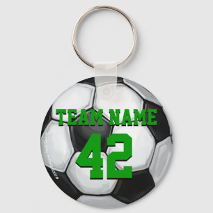 Team Name and Number Soccer Ball Key Ring
