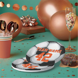 Team Name and Number Soccer Ball Paper Plate