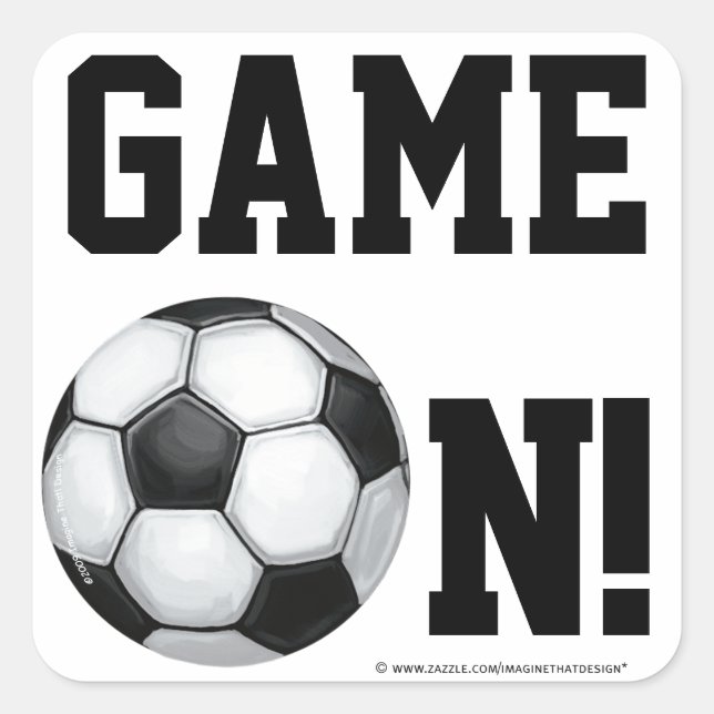 Team Name and Number Soccer Ball Square Sticker (Front)