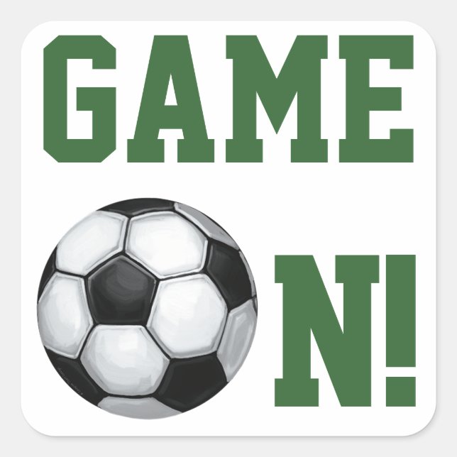 Team Name and Number Soccer Ball Square Sticker (Front)