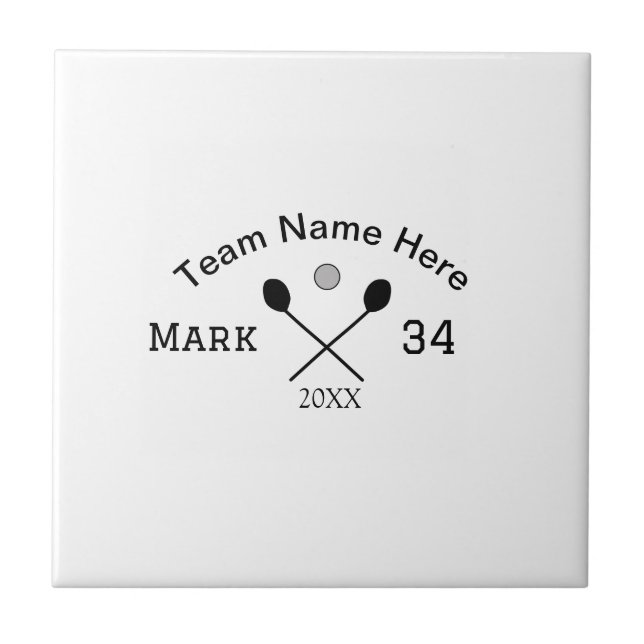 Team name here add name number ball paddle golf  ceramic tile (Front)