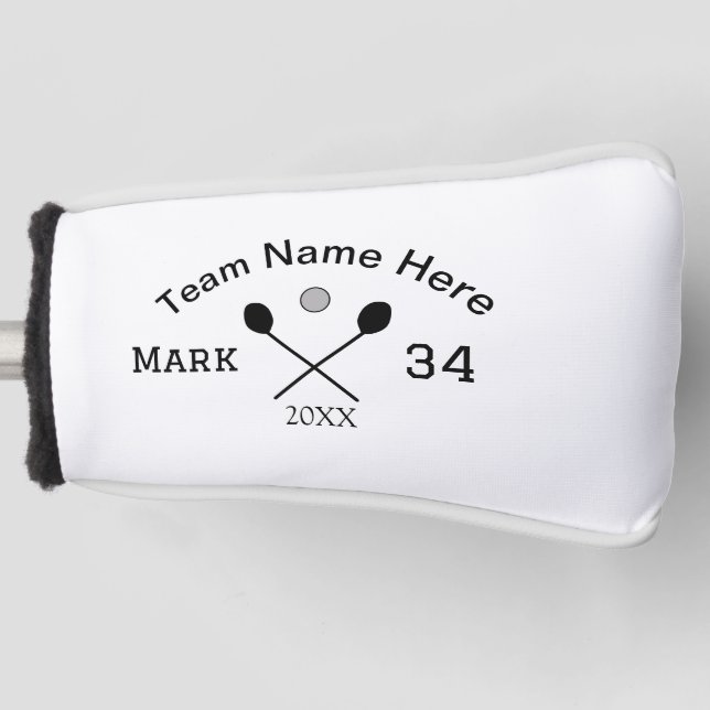 Team name here add name number ball paddle golf  head cover (Front)