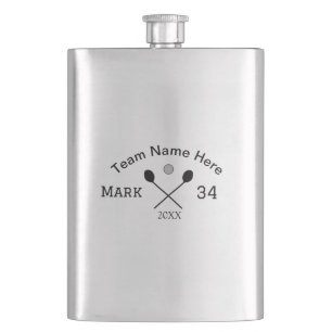 Team name here add name number ball paddle golf hip flask