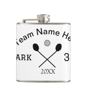Team name here add name number ball paddle golf hip flask
