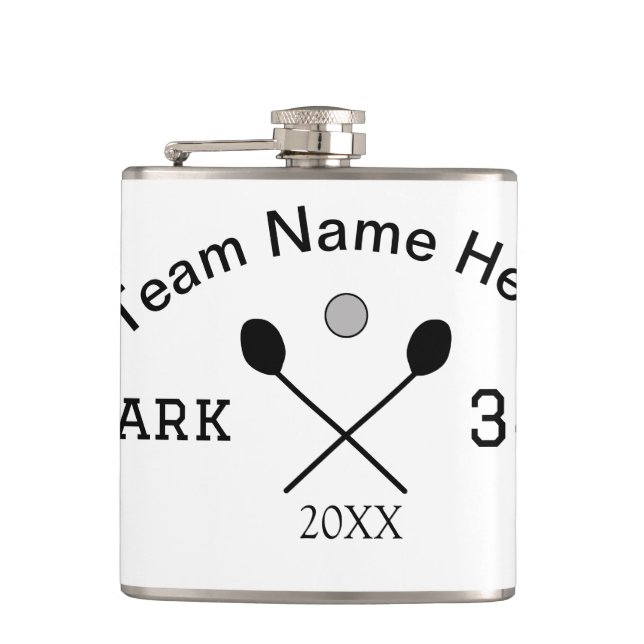 Team name here add name number ball paddle golf  hip flask (Front)