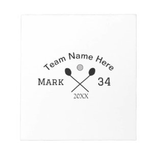 Team name here add name number ball paddle golf notepad