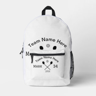 Team name here add name number ball paddle golf  printed backpack