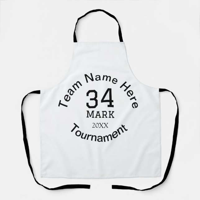 Team name here add name tournament year text apron (Front)