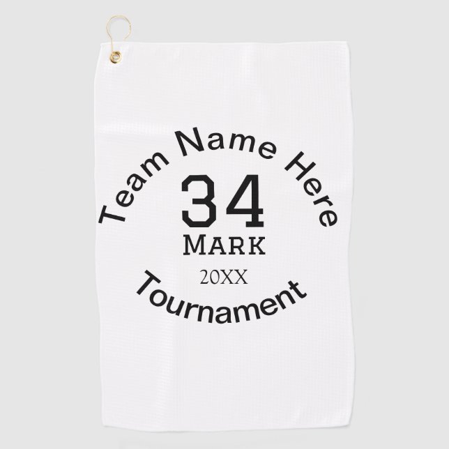 Team name here add name tournament year text golf towel (Front)