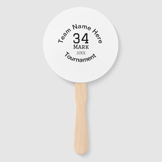 Team name here add name tournament year text hand fan (Front)