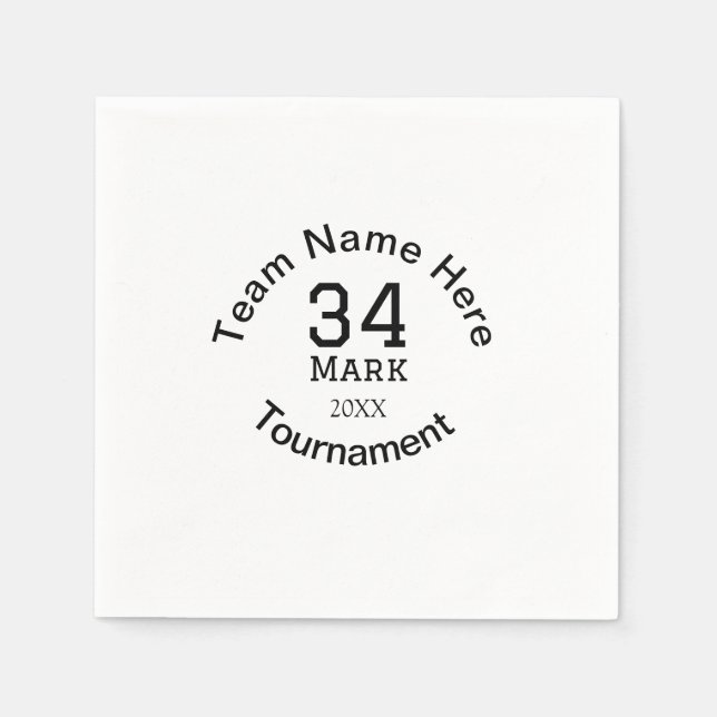 Team name here add name tournament year text napkin (Front)