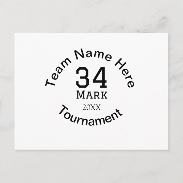 Team name here add name tournament year text postcard (Front)